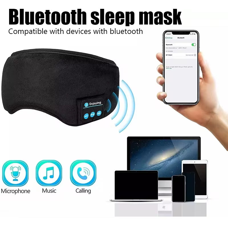 Bluetooth Sleeping Headphones Eye Mask Sleep Headphones Bluetooth Headband Soft Elastic Comfortable Wireless Music Earphones